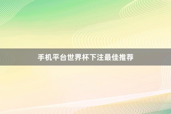 手机平台世界杯下注最佳推荐
